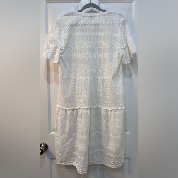Sundance Jasmine Tiered Eyelet Dress White Sz M Cottagecore Boho Beach Cover Up - Picture 2 of 8